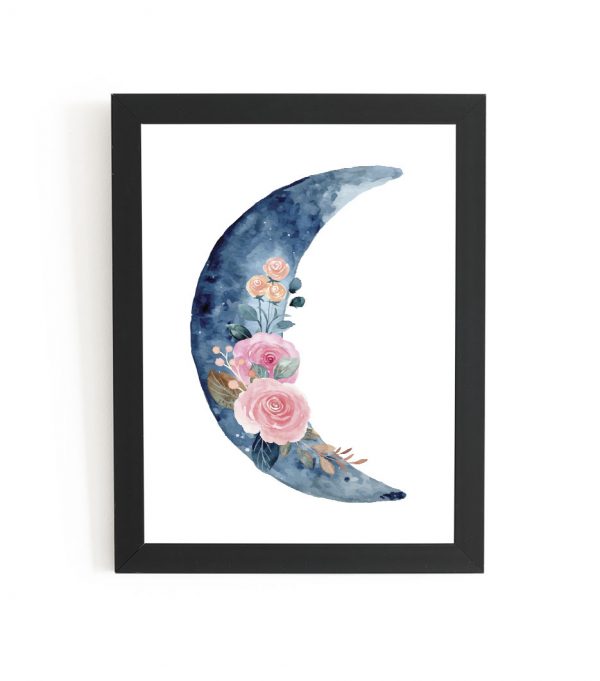 plakat księżyc z różami