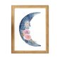 Plakat dla dziecka - księżyc z różowymi różami