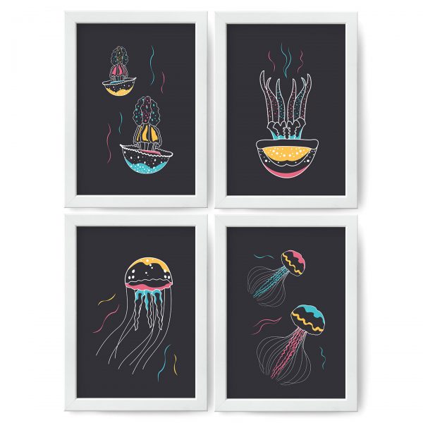 zestaw plakatów meduza