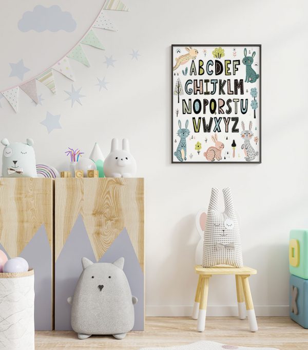 Plakat - alfabet króliczki