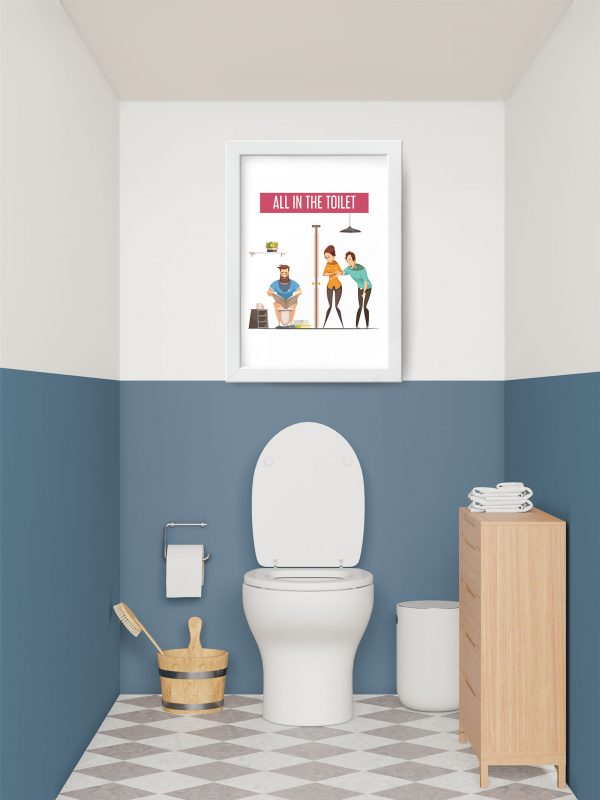 Poster Frame Mockup on bathroom Interior