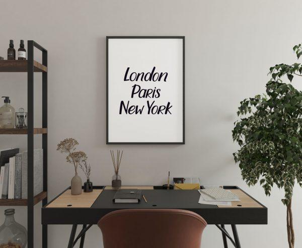 Plakat - London, Paris, New York