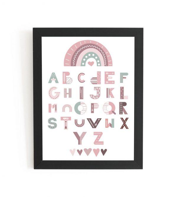 plakat pastelowy alfabet