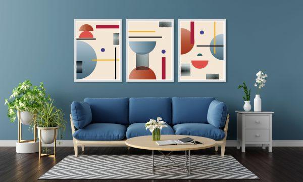 zestaw plakatów geometric abstract wall